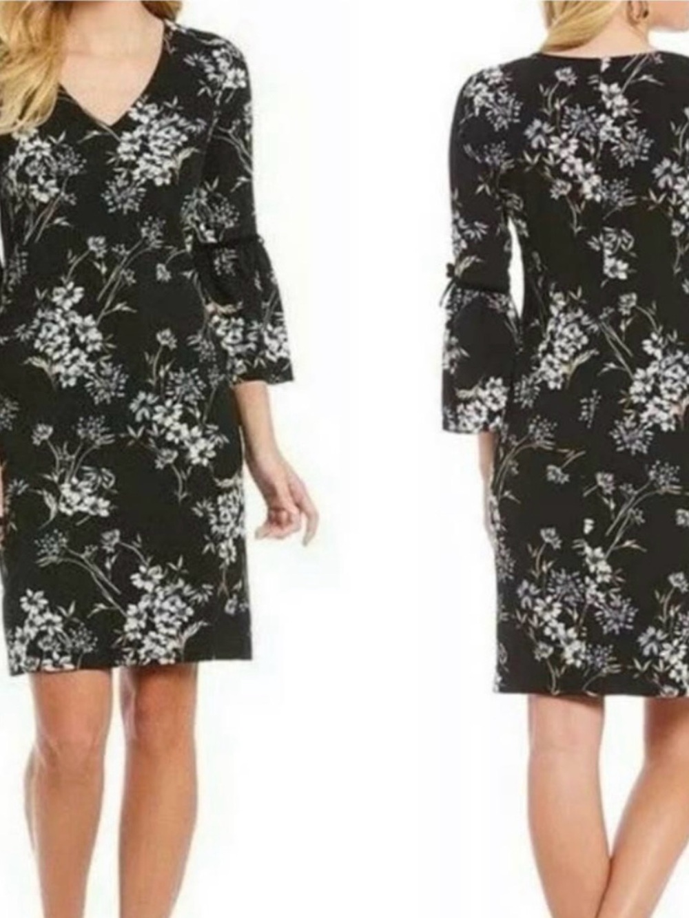 Jessica Howard Black Dress with White Floral Print